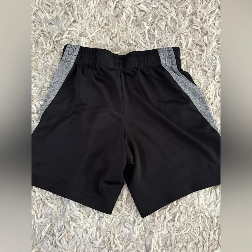 Nike Black and Gray Boys Athletic Shorts with White Swoosh